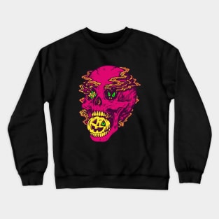 skull with ghosts for halloween Crewneck Sweatshirt